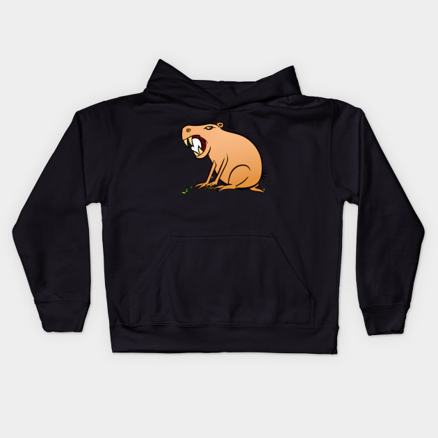 Angry Capybara Cartoon Kids Hoodie by Shadowbyte91